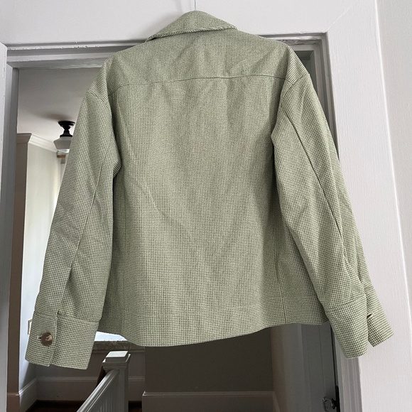 Anthropologie light green houndstooth trucker jacket XS - Picture 3 of 5